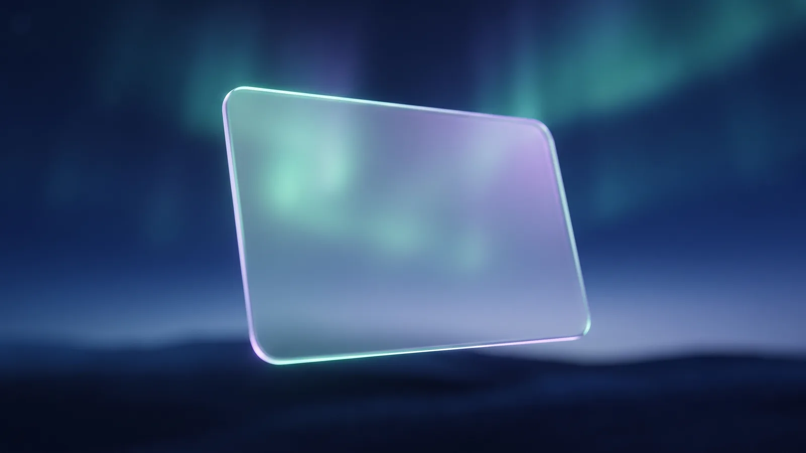 A translucent glass browser window floating under aurora light, an image for Blackburn Creative's web design service